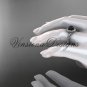 Platinum Round Tahitian Black Cultured Pearl engagement ring VBP1006