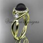 14kt yellow gold diamond, Round Tahitian Black Cultured Pearl, halo engagement ring VBP8127