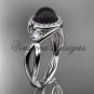 Platinum diamond, Round Tahitian Black Cultured Pearl, halo engagement ring VBP8127