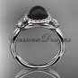 Platinum diamond, Round Tahitian Black Cultured Pearl, halo engagement ring VBP8127