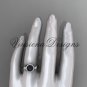 Platinum diamond, Round Tahitian Black Cultured Pearl, halo engagement ring VBP8127