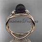 14kt rose gold Round Tahitian Black Cultured Pearl engagement ring VBP8156