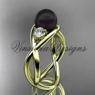 14kt yellow gold Round Tahitian Black Cultured Pearl engagement ring VBP8156 14kt yellow gold Round Tahitian Black Cultured Pearl engagement ring VBP8156