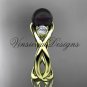 14kt yellow gold Round Tahitian Black Cultured Pearl engagement ring VBP8156