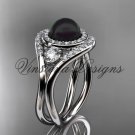 Unique 14kt white gold diamond, Pearl engagement ring VBP8245