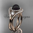 Unique 14kt rose gold diamond, Pearl engagement ring VBP8245