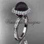 Unique 14kt white gold diamond Pearl engagement ring VBP10015