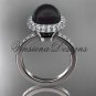 Unique 14kt white gold diamond Pearl engagement ring VBP10015