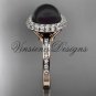 Unique 14kt rose gold diamond Pearl engagement ring VBP10015