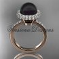 Unique 14kt rose gold diamond Pearl engagement ring VBP10015