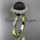 Unique 14kt yellow gold diamond Pearl engagement ring VBP10015