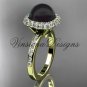 Unique 14kt yellow gold diamond Pearl engagement ring VBP10015