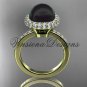 Unique 14kt yellow gold diamond Pearl engagement ring VBP10015