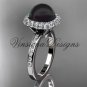Unique platinum diamond Pearl engagement ring VBP10015