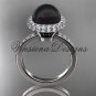 Unique platinum diamond Pearl engagement ring VBP10015