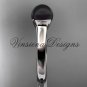 14kt white gold Round Tahitian Black Cultured Pearl engagement ring VBP10016