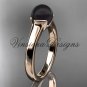 14kt rose gold Round Tahitian Black Cultured Pearl engagement ring VBP10016