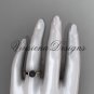 14kt rose gold Round Tahitian Black Cultured Pearl engagement ring VBP10016
