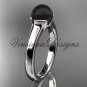 Platinum Round Tahitian Black Cultured Pearl engagement ring VBP10016