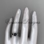 Platinum Round Tahitian Black Cultured Pearl engagement ring VBP10016