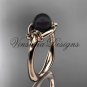 14k rose gold Fleur de Lis, Round Tahitian Black Cultured Pearl engagement ring VBP10022