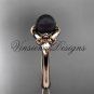 14k rose gold Fleur de Lis, Round Tahitian Black Cultured Pearl engagement ring VBP10022