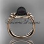 14k rose gold Fleur de Lis, Round Tahitian Black Cultured Pearl engagement ring VBP10022