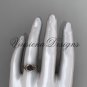 14k rose gold Fleur de Lis, Round Tahitian Black Cultured Pearl engagement ring VBP10022