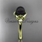 14k yellow gold Fleur de Lis, Round Tahitian Black Cultured Pearl engagement ring VBP10022