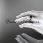 Platinum  Fleur de Lis, Round Tahitian Black Cultured Pearl engagement ring VBP10022