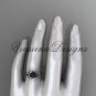 Platinum  Fleur de Lis, Round Tahitian Black Cultured Pearl engagement ring VBP10022