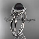 14kt white gold diamond Fleur de Lis, Round Tahitian Black Cultured Pearl, engagement ring VBP10023 14kt white gold diamond Fleur de Lis, Round Tahitian Black Cultured Pearl, engagement ring VBP10023