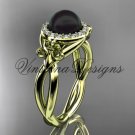14kt yellow gold diamond Fleur de Lis, Round Tahitian Black Cultured Pearl, engagement ring VBP10023 14kt yellow gold diamond Fleur de Lis, Round Tahitian Black Cultured Pearl, engagement ring VBP10023