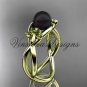 14kt yellow gold Fleur de Lis, Round Tahitian Black Cultured Pearl engagement ring VBP10024