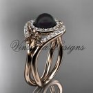 14kt rose gold diamond Fleur de Lis, Round Tahitian Black Cultured Pearl engagement ring VBP10025 14kt rose gold diamond Fleur de Lis, Round Tahitian Black Cultured Pearl engagement ring VBP10025
