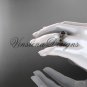 14kt rose gold diamond Fleur de Lis, Round Tahitian Black Cultured Pearl engagement ring VBP10025