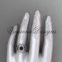 Platinum diamond Fleur de Lis, Round Tahitian Black Cultured Pearl engagement ring VBP10025