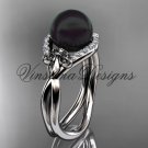 14kt white gold diamond Fleur de Lis, Round Tahitian Black Cultured Pearl engagement ring VBP10026 14kt white gold diamond Fleur de Lis, Round Tahitian Black Cultured Pearl engagement ring VBP10026