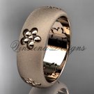 14kt rose gold floral matte finish engagement ring, wedding band VF301023G 14kt rose gold floral matte finish engagement ring, wedding band VF301023G