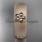 14kt rose gold floral matte finish engagement ring, wedding band VF301023G