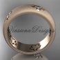 14kt rose gold floral matte finish engagement ring, wedding band VF301023G