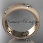 14kt two tone matte finish gold, floral engagement ring, wedding band VF301023G