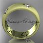 14kt two tone matte finish gold, floral engagement ring, wedding band VF301023G