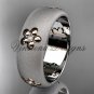 14kt two tone matte finish gold, floral engagement ring, wedding band VF301023B