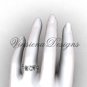 14kt white gold diamond leaf and vine, Fleur de Lis engagement ring VD20831