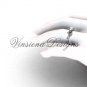 Platinum diamond leaf and vine, Fleur de Lis, Moissanite engagement ring VD20831