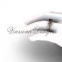 14kt rose gold diamond leaf and vine, Fleur de Lis, Black Diamond engagement ring VD20831