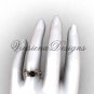 14kt rose gold diamond leaf and vine, Fleur de Lis, Black Diamond engagement ring VD20831