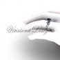 Platinum diamond leaf and vine, Fleur de Lis, Black Diamond engagement ring VD20831