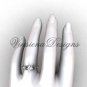 14kt white gold diamond leaf and vine, Fleur de Lis, Moissanite engagement ring VD20838